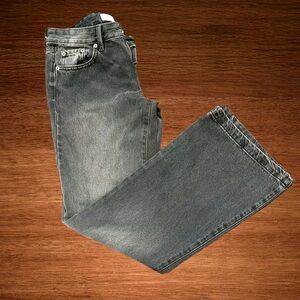 PACSUN JADE LOW RISE BUTTON POCKET BOOTCUT FADED BLACK JENS SIZE 25